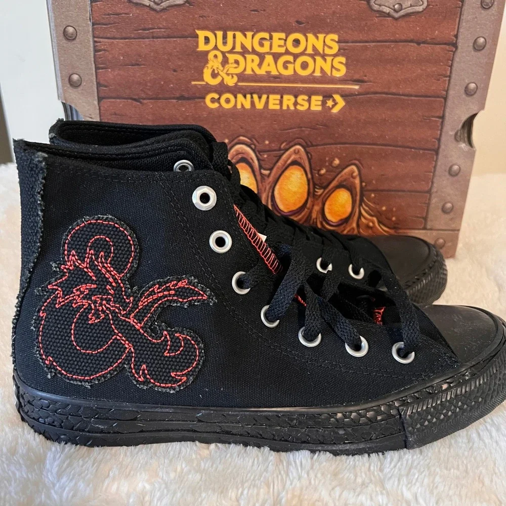 Converse Dungeons and Dragons High Top Sneakers Black Red D20 Logo Unisex M6/W8 - Picture 4 of 11